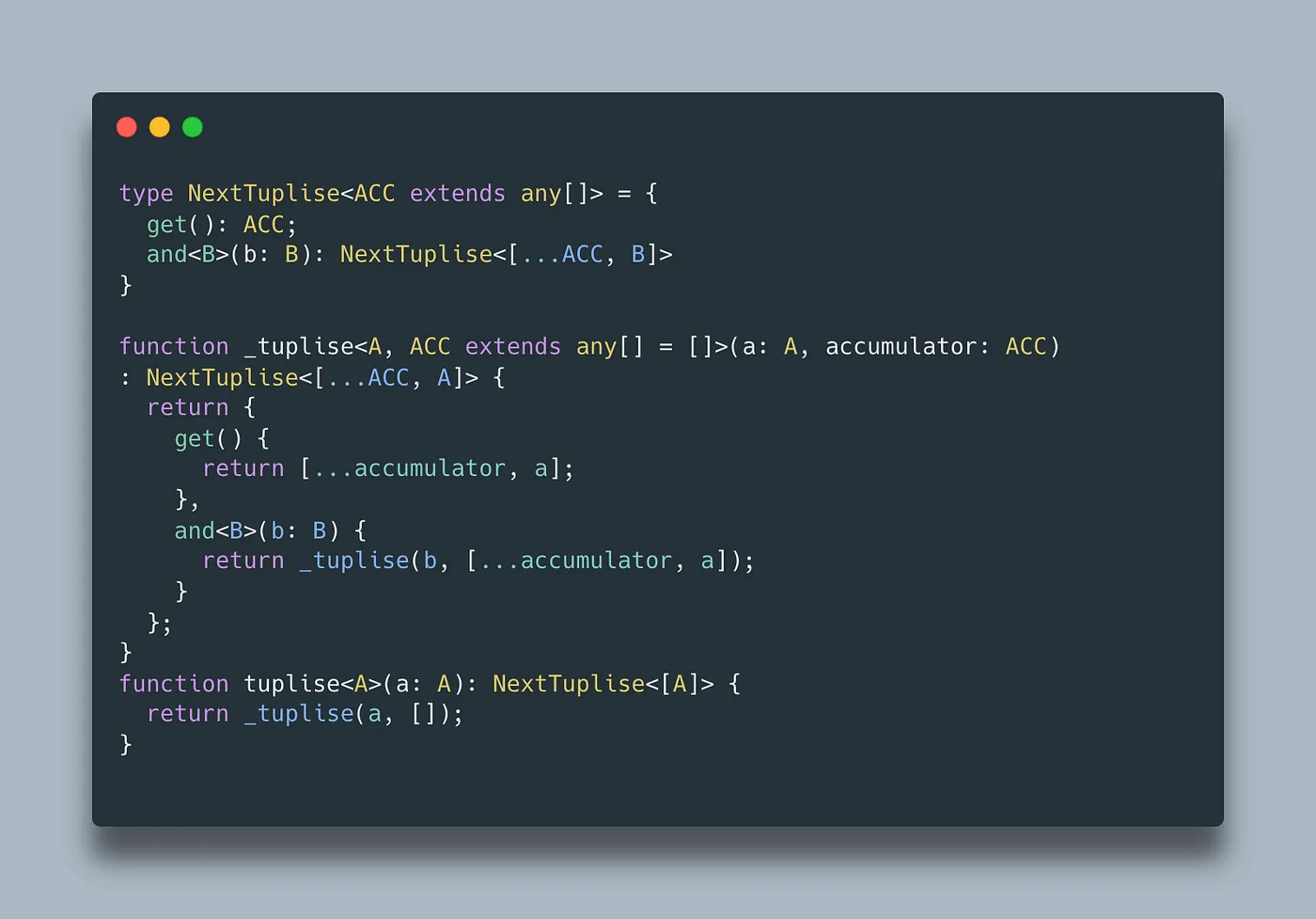 TypeScript tuple code preview